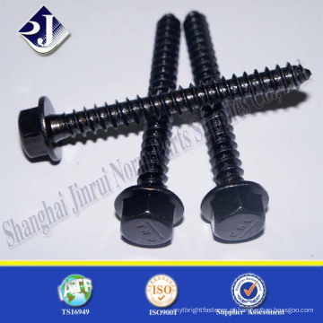 M8 Diameter 60mm Comprimento Hex Head Flange Black Wooden Screw